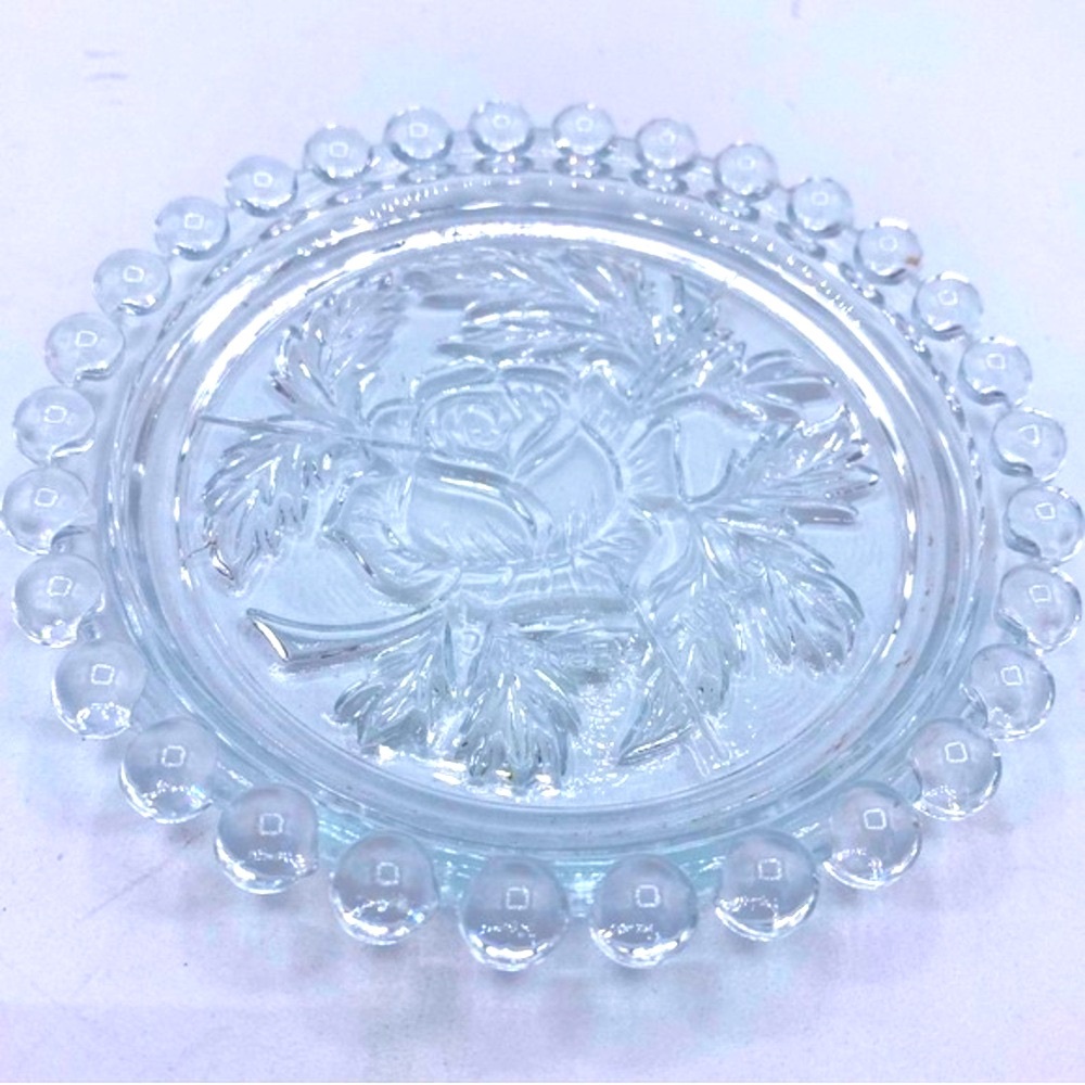 Vintage Democratic Republic Crystal Candle Wick With A Rose Pattern Trinket Dish